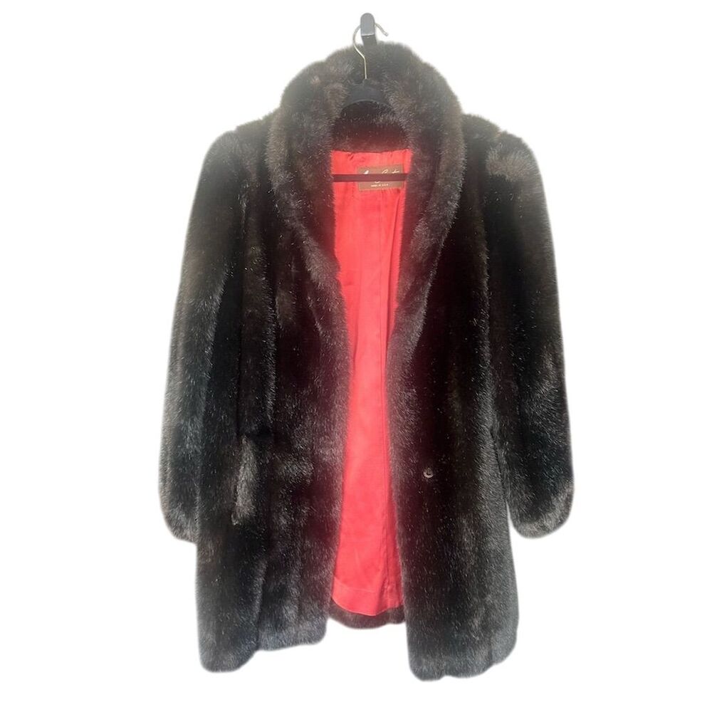 American Signature Women's Vintage Faux Fur Overcoat Brown Size M